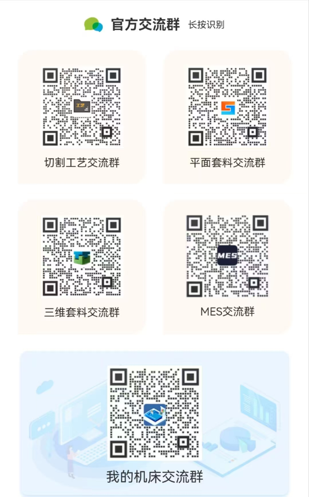 各产品官方交流群图例